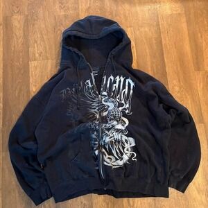 VTG Y2K Surfwear Grunge Style Authentic Billabong Zip Up Hooded Sweatshirt XXL